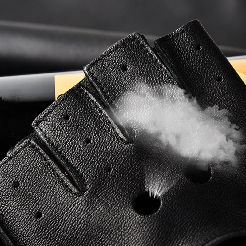 Leather Gloves Men's Half Fing - Leather Driving Glove บทวิจารณ์และราคา