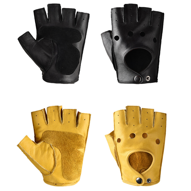 Leather Gloves Men's Half Fing - Leather Driving Glove บทวิจารณ์และราคา
