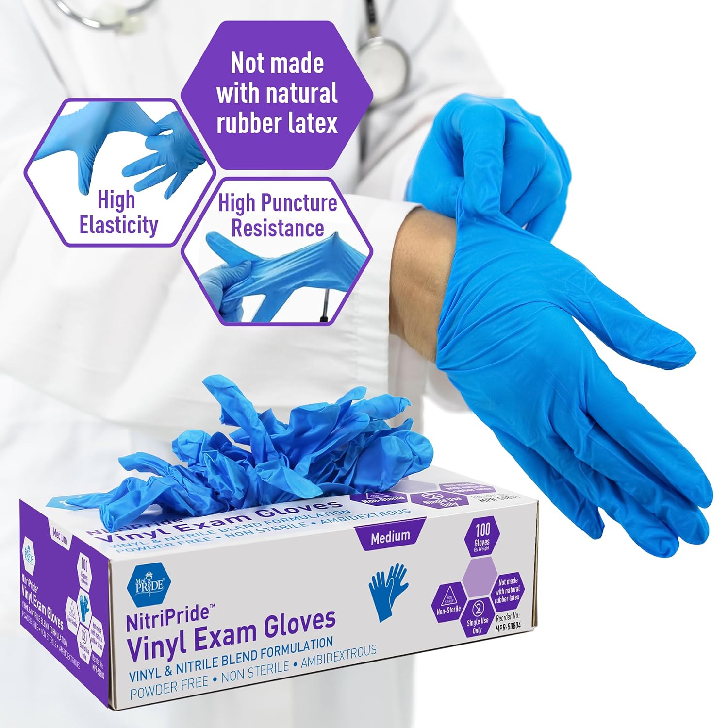Powder-Free Nitrile/Vinyl Blen - Latex Disposable Glove บทวิจารณ์และราคา