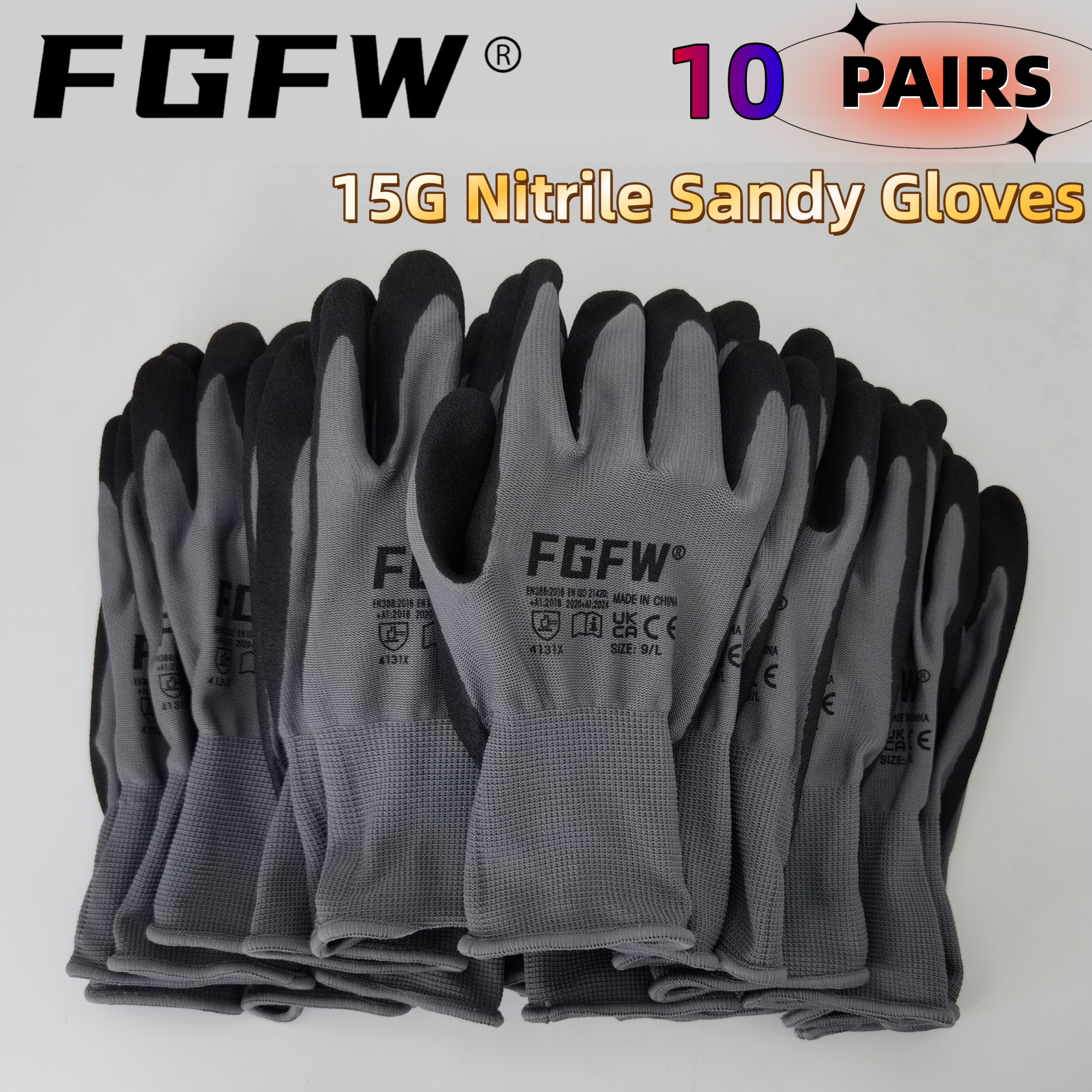 FGFW 10 Pairs Gray Nitrile San - Nitrile Mechanic Glove บทวิจารณ์และราคา
