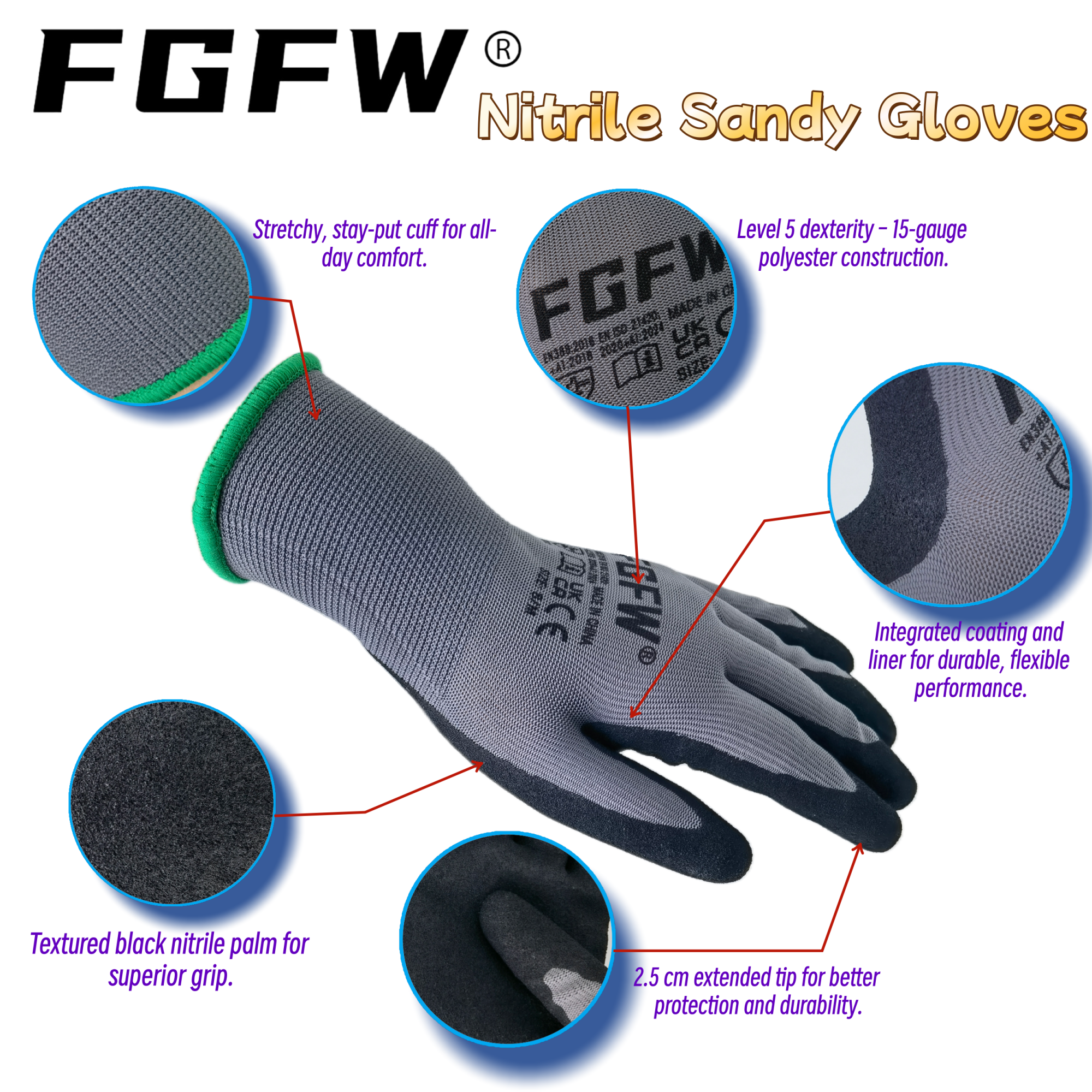 FGFW 10 Pairs Gray Nitrile San - Nitrile Mechanic Glove บทวิจารณ์และราคา