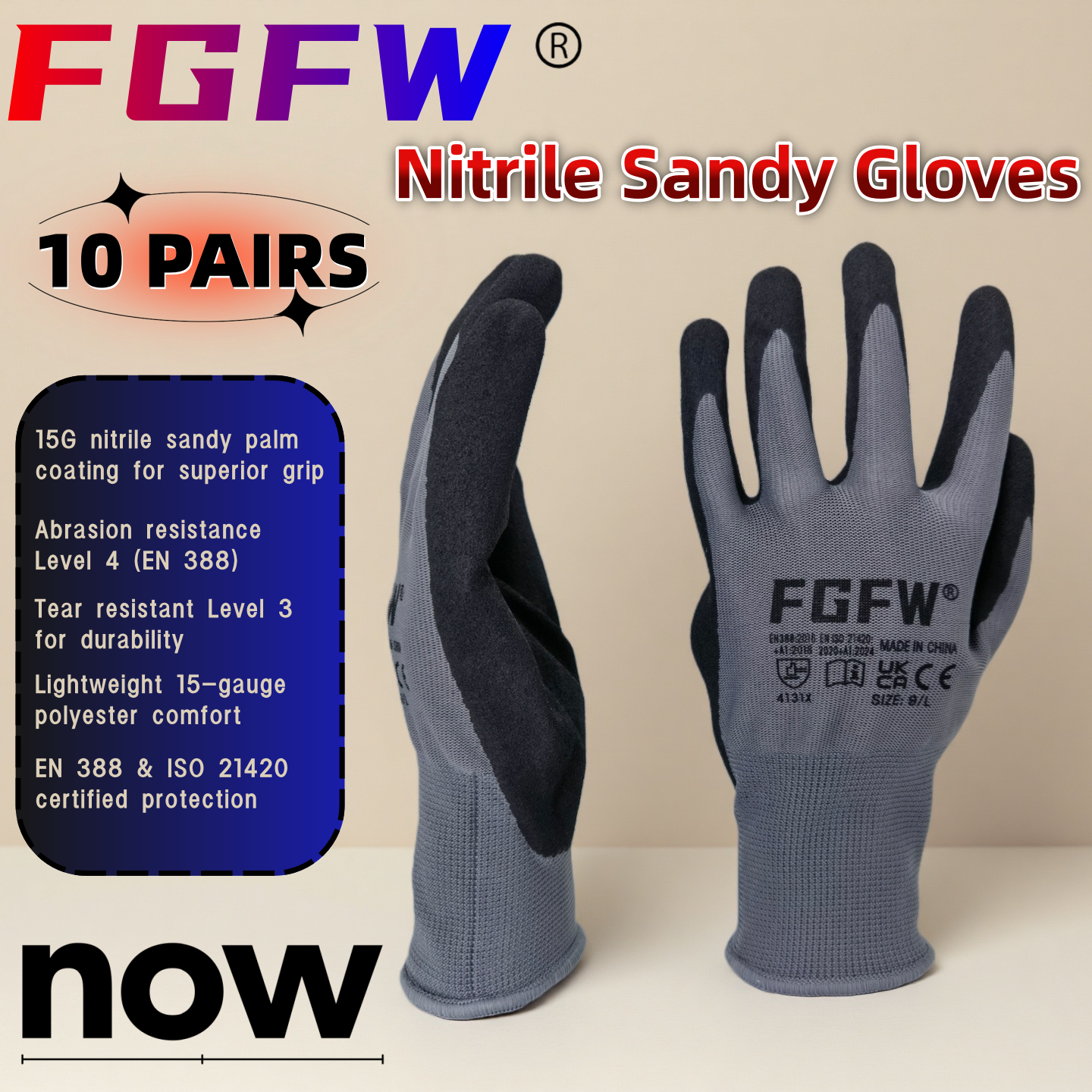 FGFW 10 Pairs Gray Nitrile San - Nitrile Mechanic Glove บทวิจารณ์และราคา
