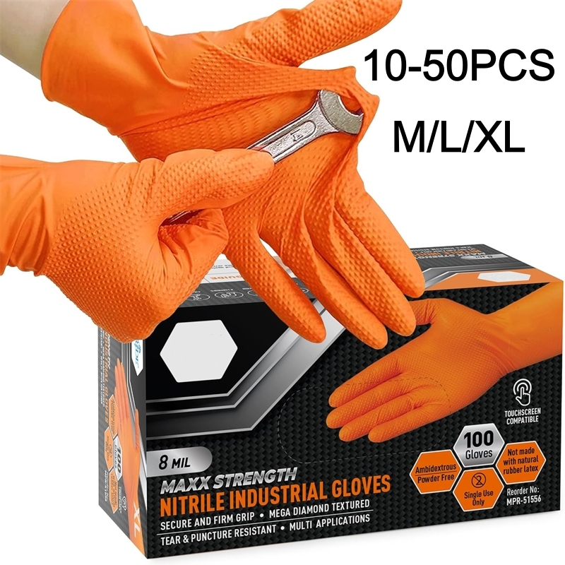 Heavy Duty Orange Nitrile Glov - Nitrile Mechanic Glove บทวิจารณ์และราคา