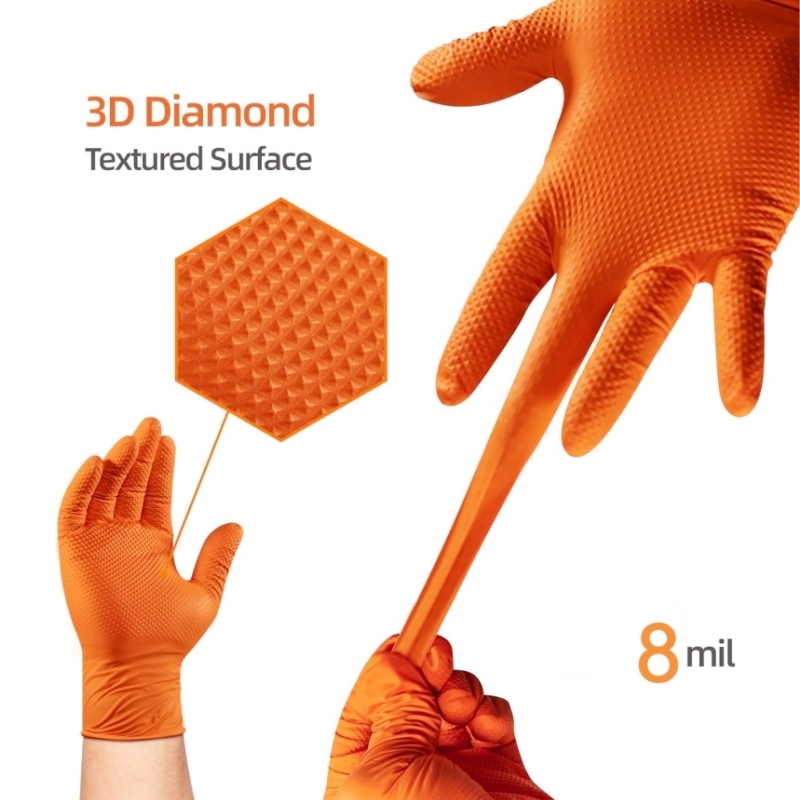 Heavy Duty Orange Nitrile Glov - Nitrile Mechanic Glove บทวิจารณ์และราคา
