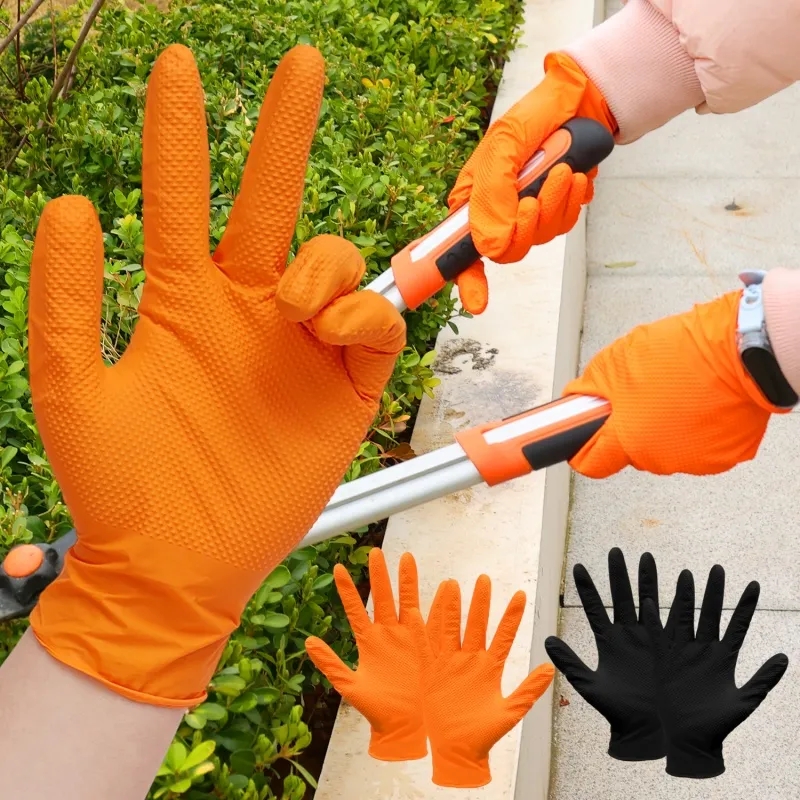 Heavy Duty Orange Nitrile Glov - Nitrile Mechanic Glove บทวิจารณ์และราคา