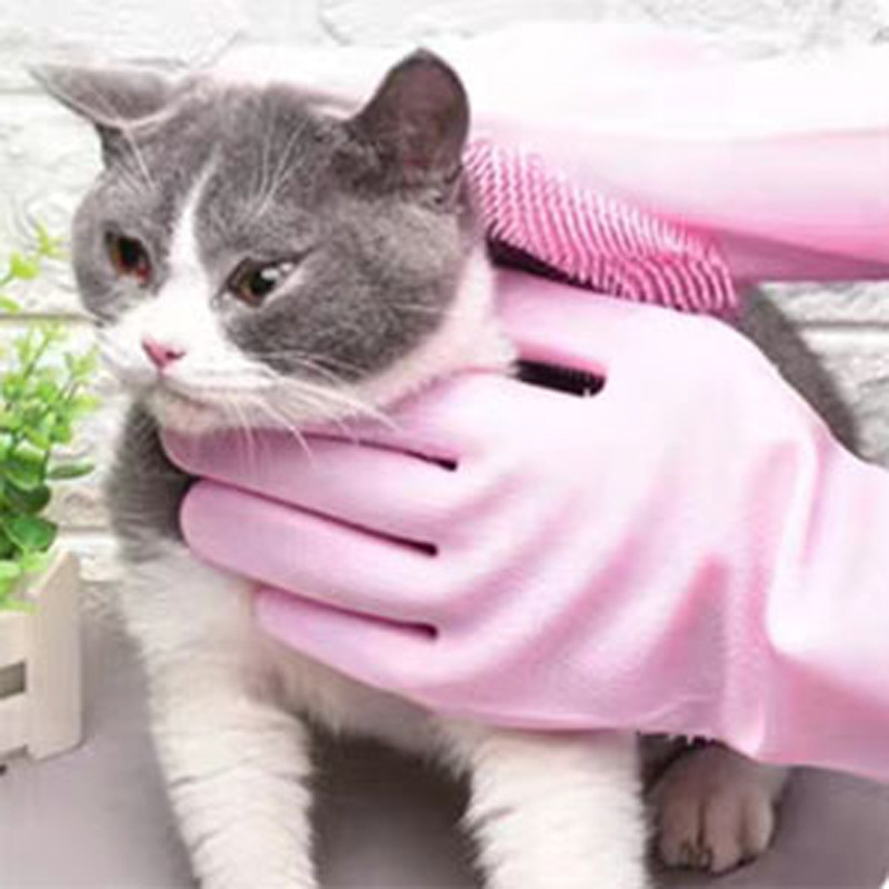 Pet Grooming Gloves for Dogs A - Rubber Glove Cleaning บทวิจารณ์และราคา