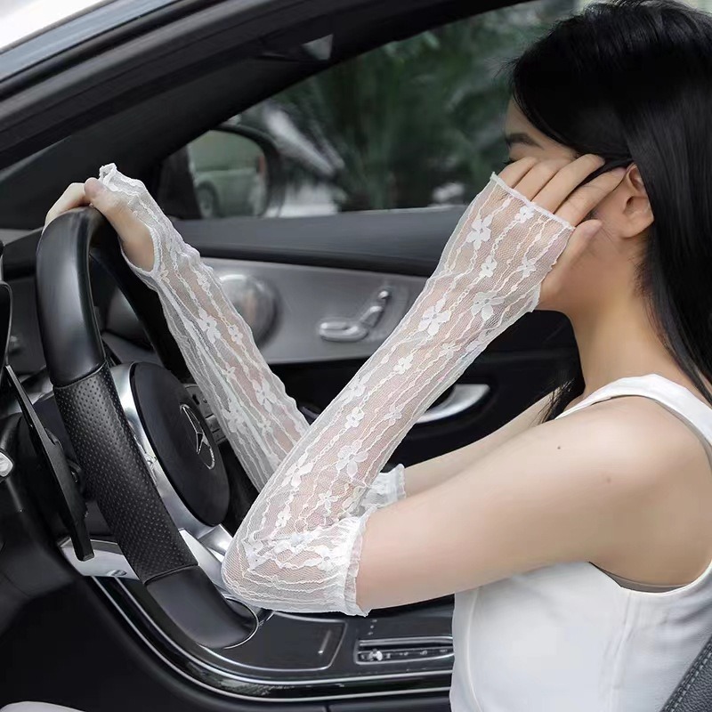 Summer Mesh Flower Lace Finger - Fingerless Glove Knit บทวิจารณ์และราคา