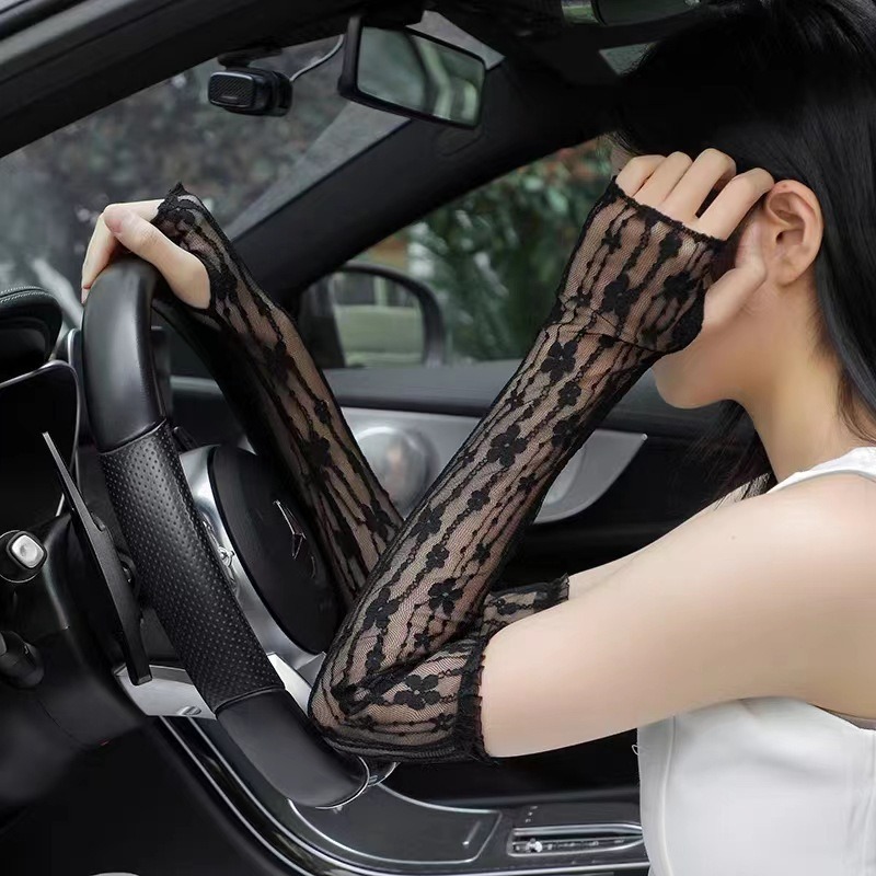 Summer Mesh Flower Lace Finger - Fingerless Glove Knit บทวิจารณ์และราคา