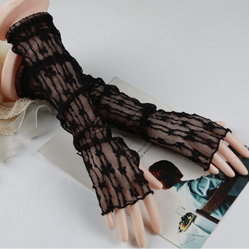 Summer Mesh Flower Lace Finger - Fingerless Glove Knit บทวิจารณ์และราคา