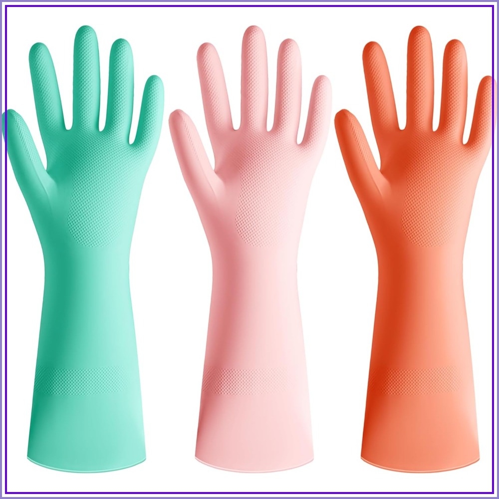 3 Pairs Colorful Rubber Dishwa - Rubber Glove Cleaning บทวิจารณ์และราคา