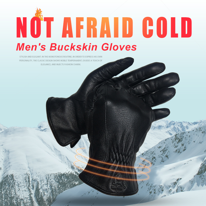  Winter Men's Black Buckskin  - Wool Glove Lined บทวิจารณ์และราคา