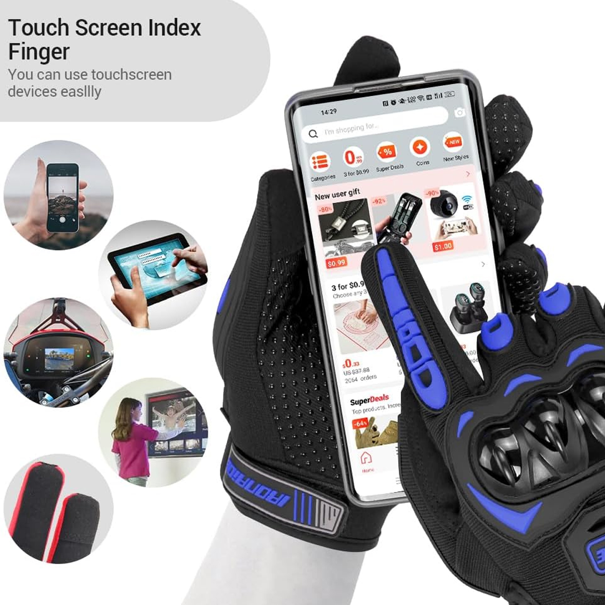 Men Motorcycle Gloves Touch Sc - Motorcycle Glove Knuckle บทวิจารณ์และราคา