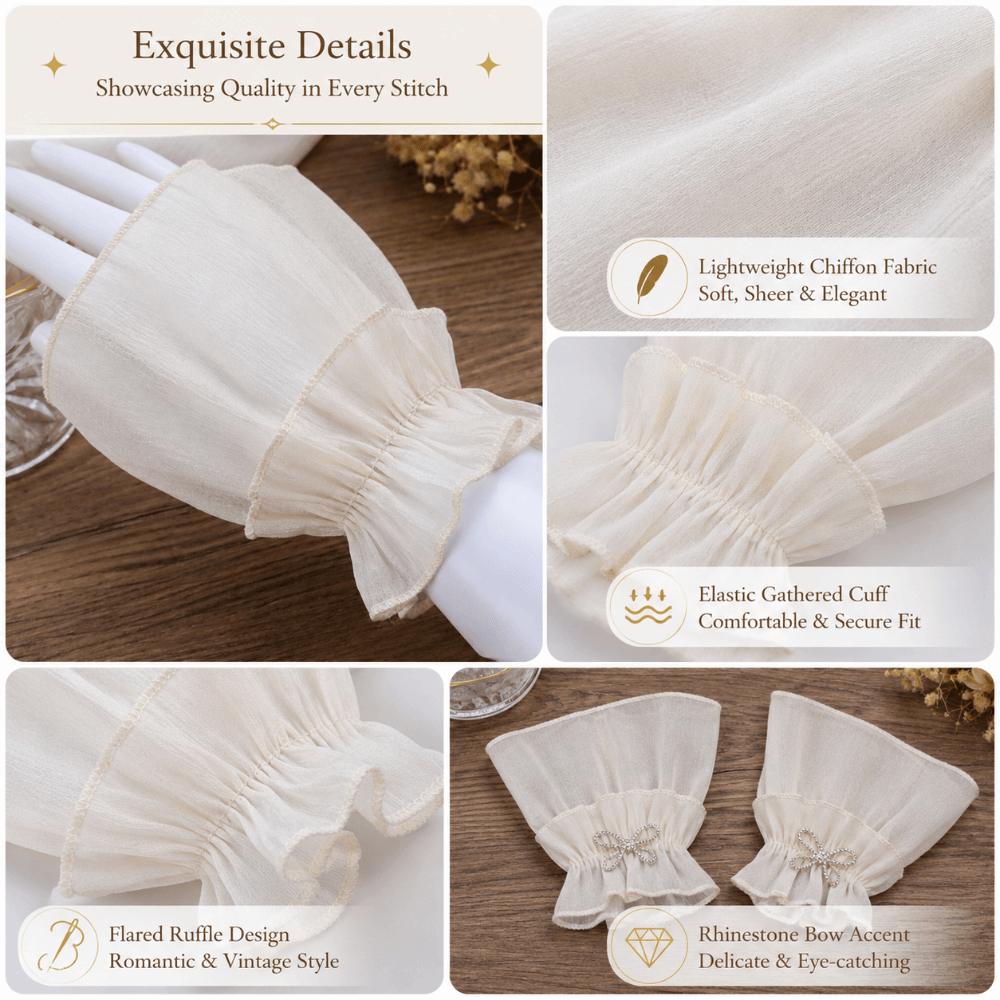 Ruched Pleated Detachable Cuff - Fingerless Glove Knit บทวิจารณ์และราคา