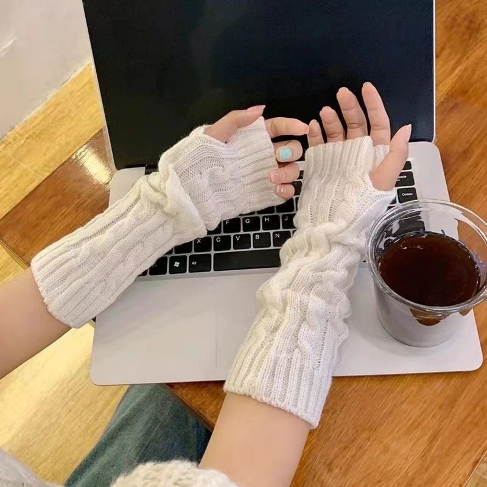 2PCS Cable Knit Fingerless Glo - Fingerless Glove Knit บทวิจารณ์และราคา