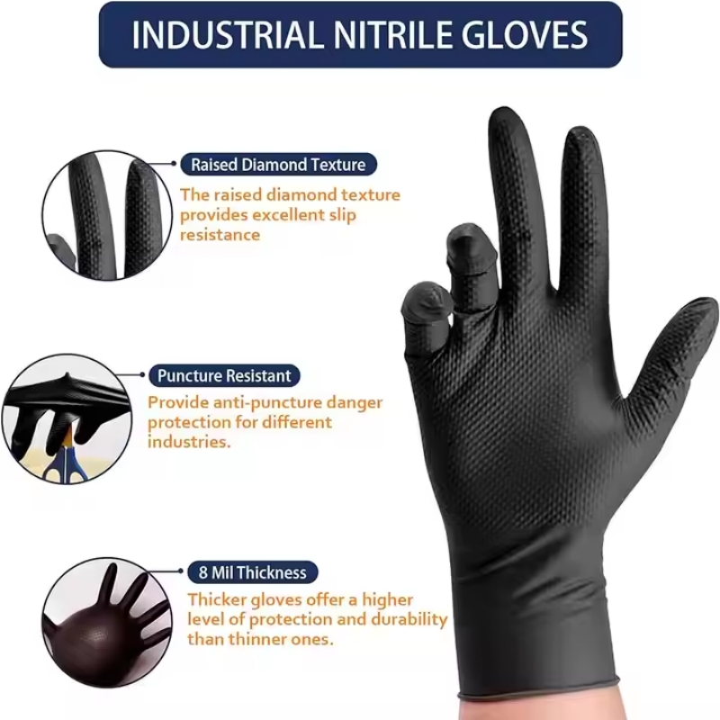 8Mil Thick Heavy Duty Safety W - Nitrile Mechanic Glove บทวิจารณ์และราคา