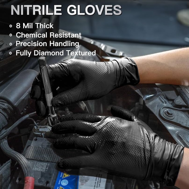 8Mil Thick Heavy Duty Safety W - Nitrile Mechanic Glove บทวิจารณ์และราคา