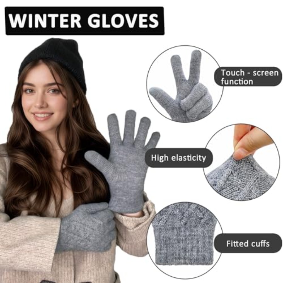 Winter Wool Gloves for Women M - Wool Glove Lined บทวิจารณ์และราคา