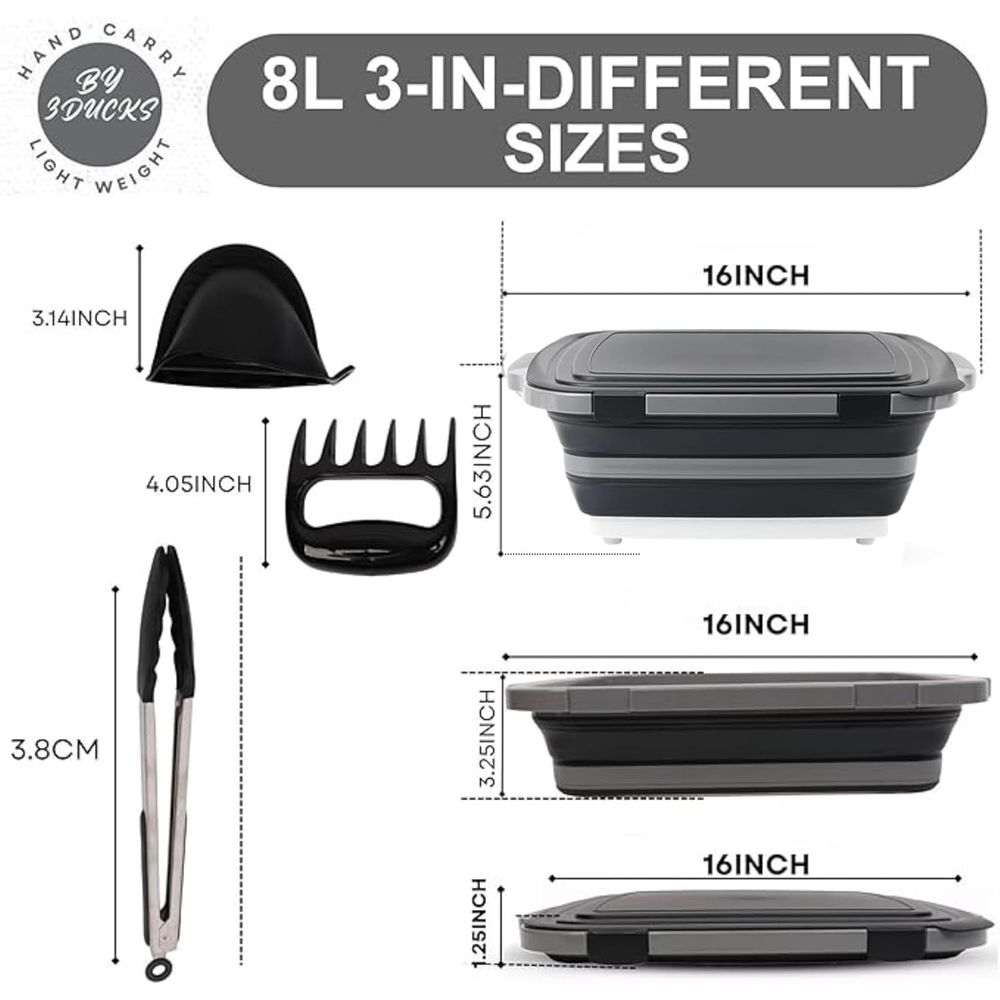 Portable 8L BBQ Prep Tub with  - Heat Resistant Glove บทวิจารณ์และราคา