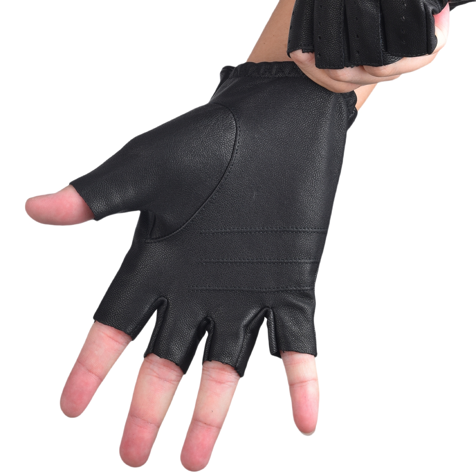 Mens Fingerless Gloves Half Fi - Leather Driving Glove บทวิจารณ์และราคา