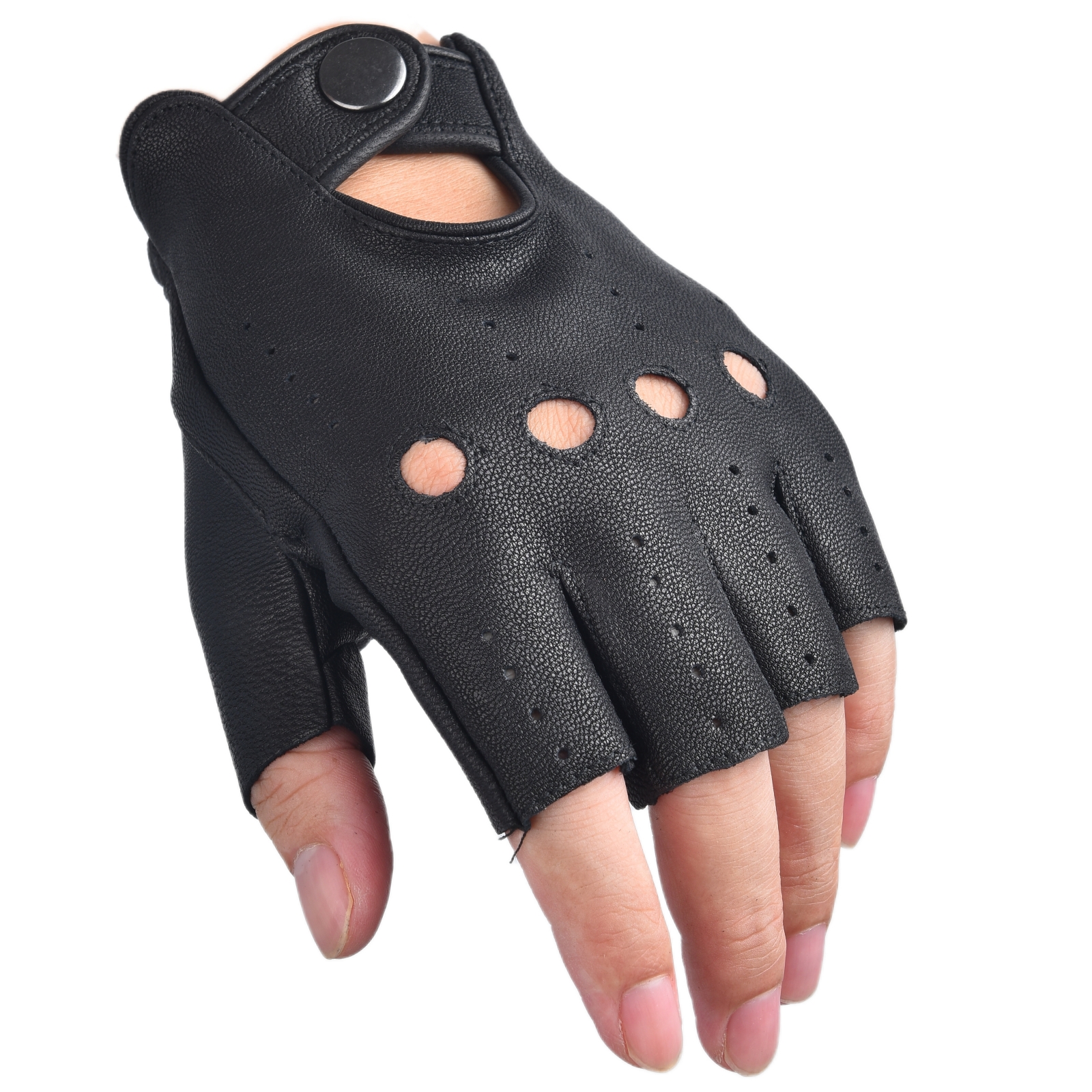 Mens Fingerless Gloves Half Fi - Leather Driving Glove บทวิจารณ์และราคา
